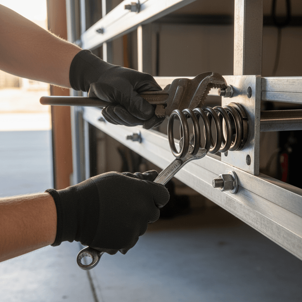 Damaged commercial roll-up door requiring urgent repair